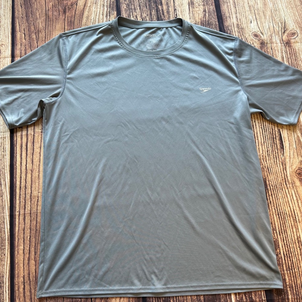 Speedo Mens Gray Performance Swim Tee Short Sleeve Rash Guard XXL 7748507